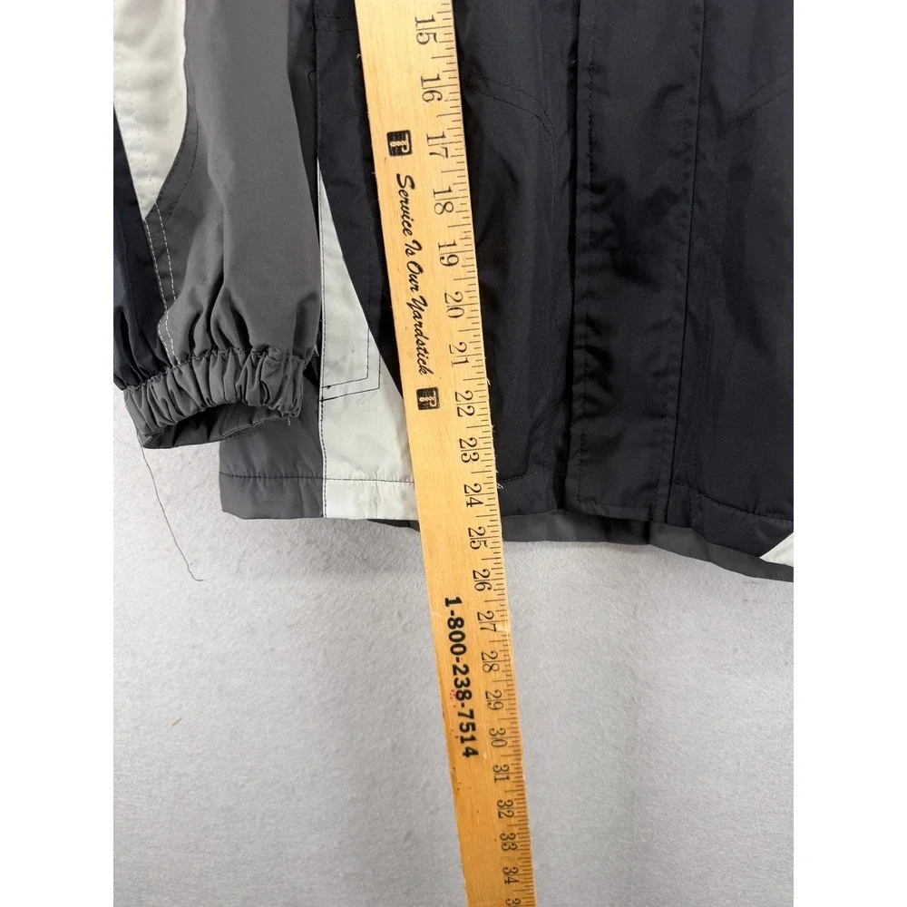 Free Country Boy Tech Ski Jacket Large 10/12 Black Gray Fleece Lined Hooded Coat